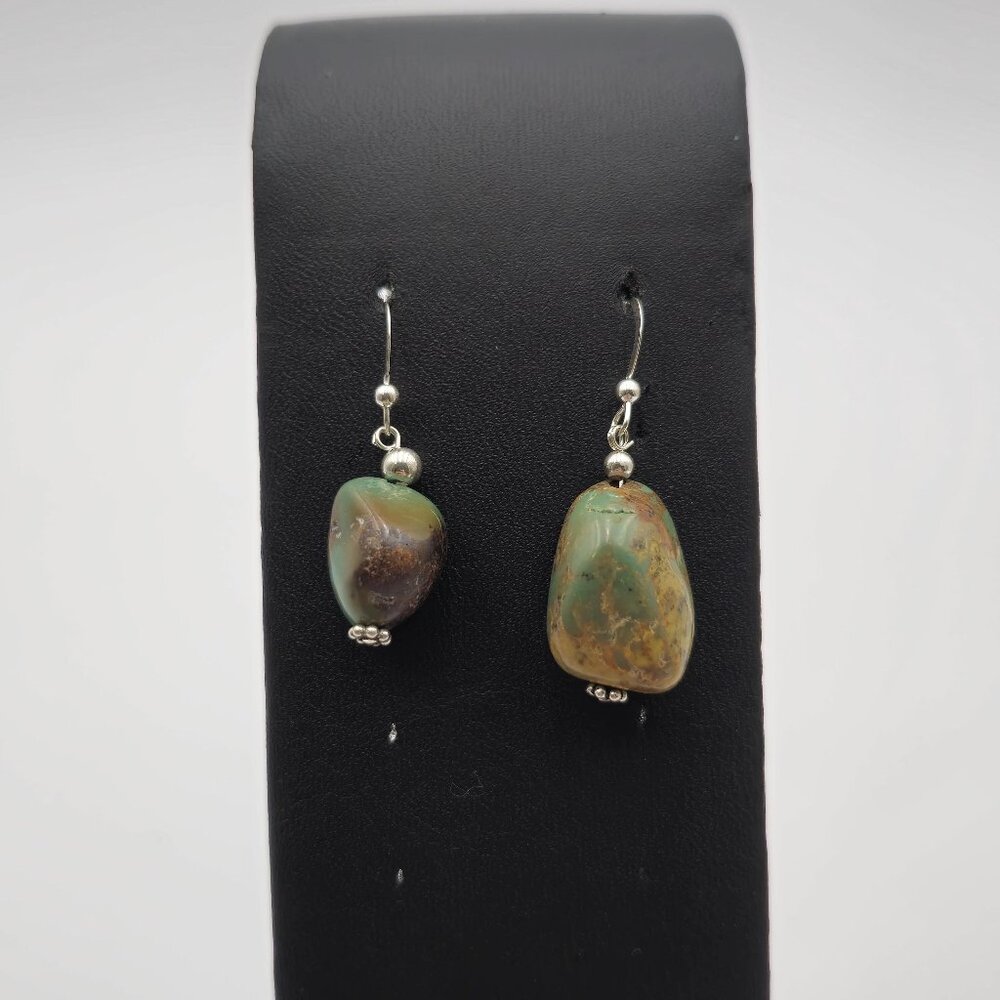 Sterling Silver Handmade Two Sizes Of Turquoise Stone Earrings A2391